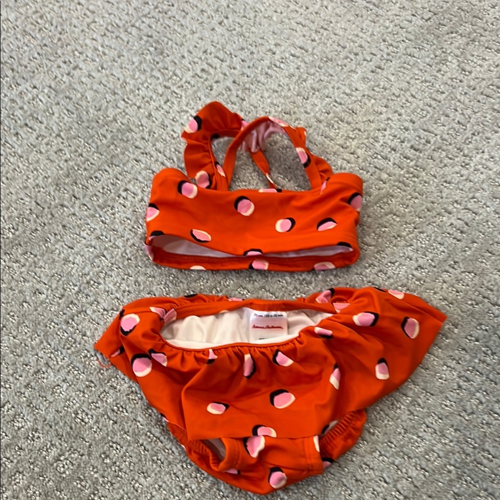 Orange Polka Dot Kids Swimwear Set